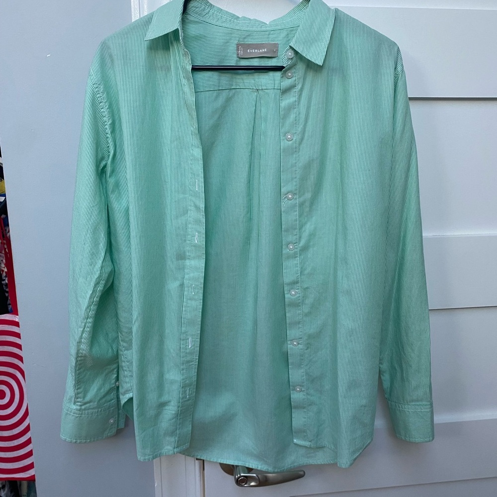 Everlane mint green pinstripe button down dress shirt - Picture 2 of 7